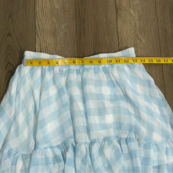 Toby Heart Ginger | blue and‎ white gingham tiered ruffle mini skirt - Picture 8 of 9